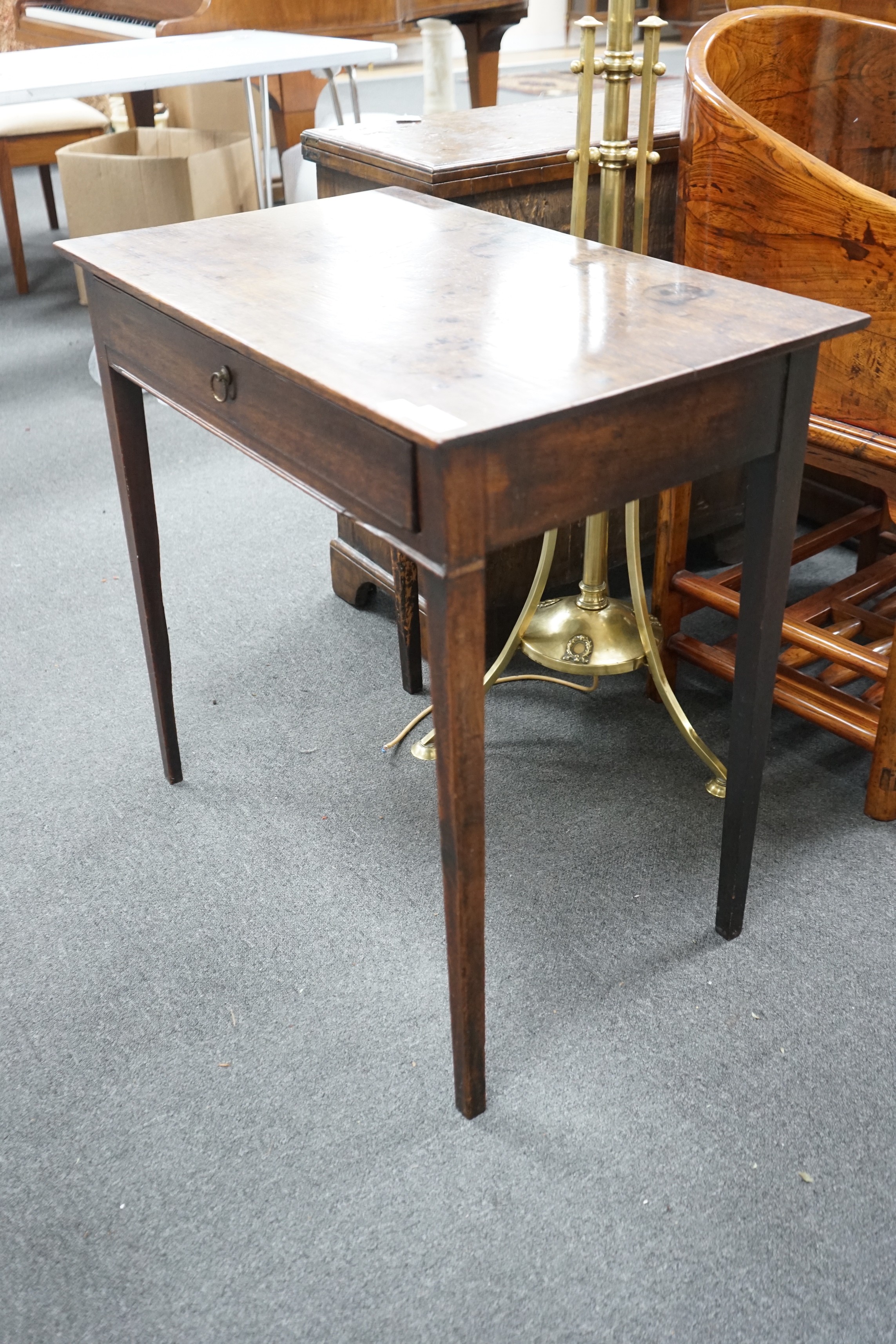 A George III provincial mahogany side table, 76cm width, depth 45cm, height 71cm